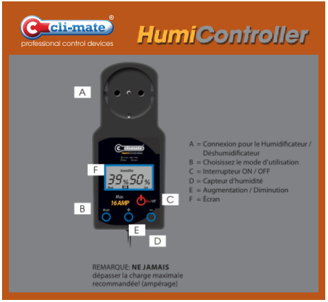 Contrôleur d'humidité numérique pour humidificateur ou déshumidificateur  (SHT20)